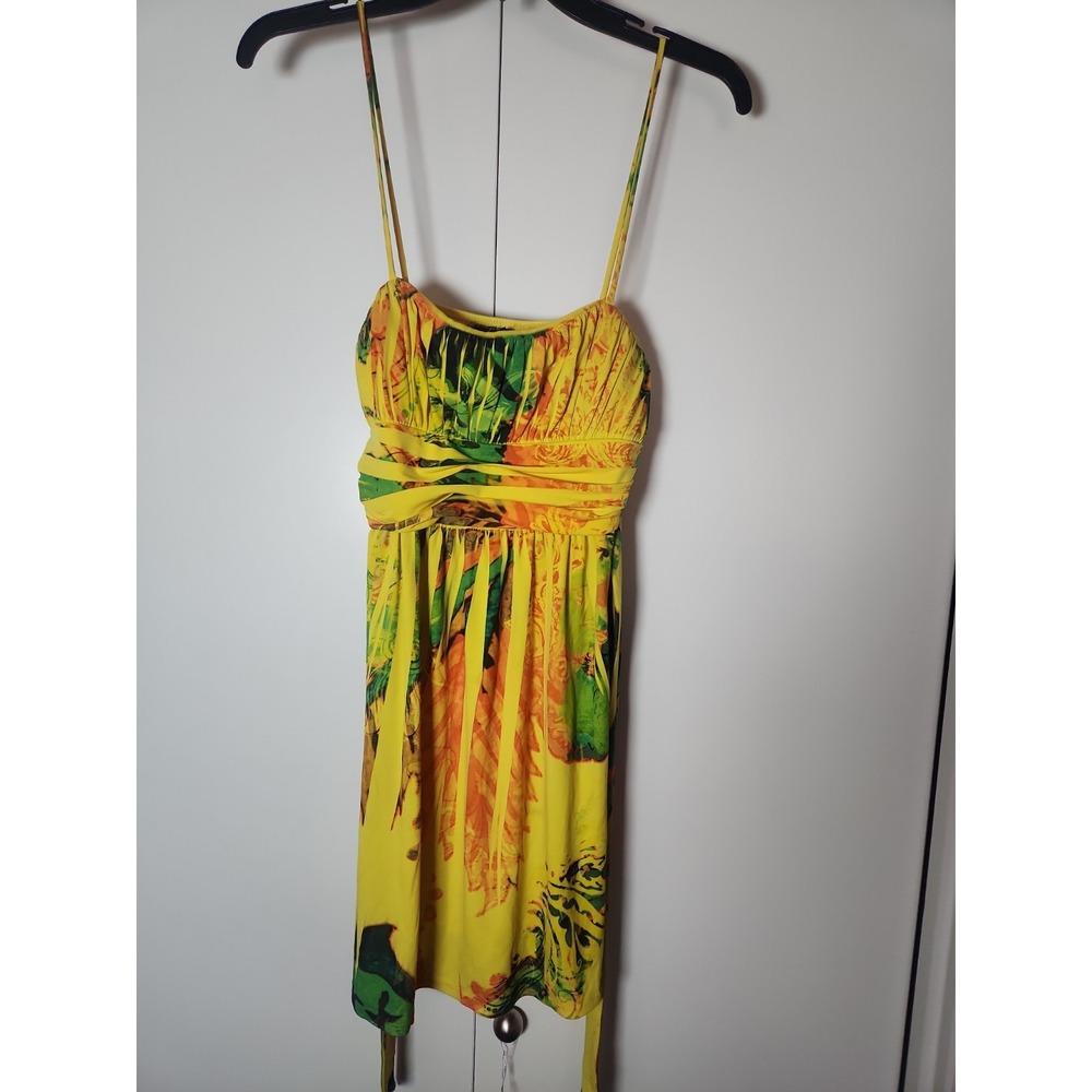 City Triangles Y2K Vintage Yellow Floral Babydoll Dress Beachy Medium